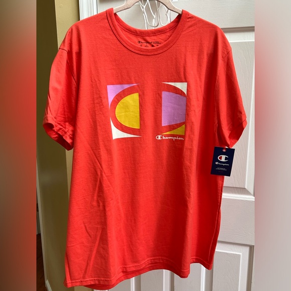 CHAMPION Short-Sleeve Orange Logo Tee, Sz 1X-2X - Picture 3 of 6